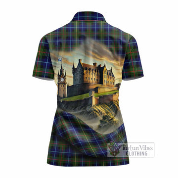 Smith Tartan Family Crest Women's Polo Shirt with Scottish Ancient Castle Style - Tartan Vibes Clothing