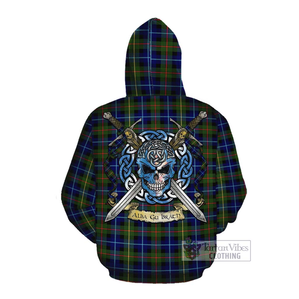 Smith Tartan Cotton Hoodie with Family Crest Celtic Skull Style Pullover Hoodie - Tartan Vibes Clothing