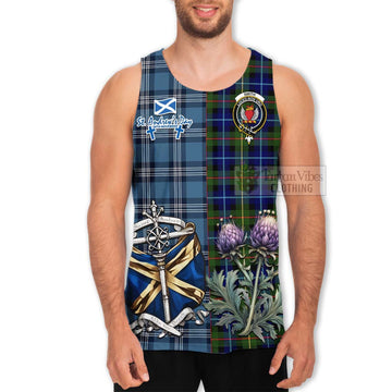 Smith Tartan Men's Tank Top Happy St. Andrew's Day Half Tartan Style - Tartan Vibes Clothing
