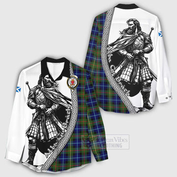 Smith Tartan Clan Crest Women's Casual Shirt with Highlander Warrior Celtic Style - Tartan Vibes Clothing