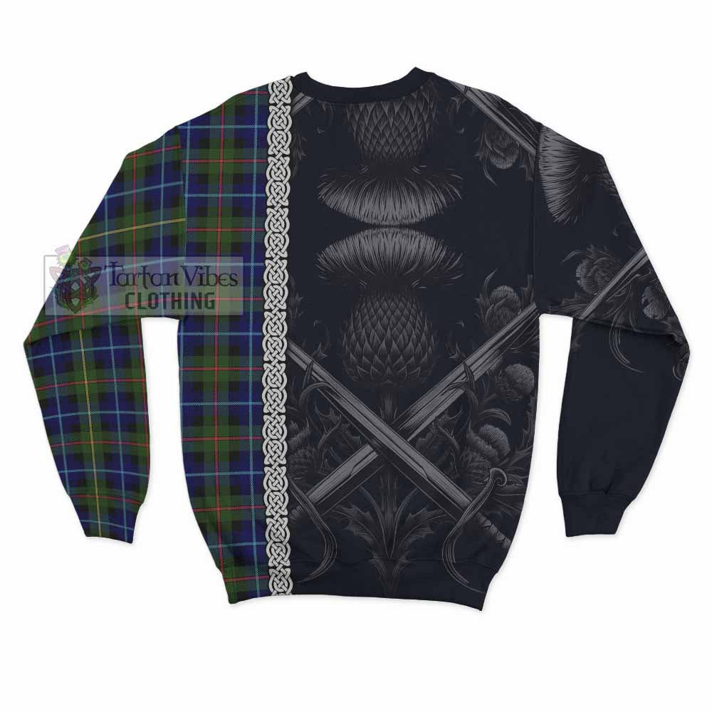 Smith Tartan Sweatshirt with Family Crest Cross Sword Thistle Celtic Vibes - Tartan Vibes Clothing