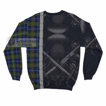 Smith Tartan Sweatshirt with Family Crest Cross Sword Thistle Celtic Vibes - Tartan Vibes Clothing