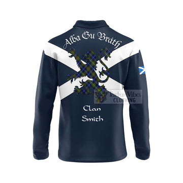 Smith Tartan Lion Rampant Long Sleeve Polo Shirt Proudly Display Your Heritage with Alba Gu Brath and Clan Name - Tartan Vibes Clothing