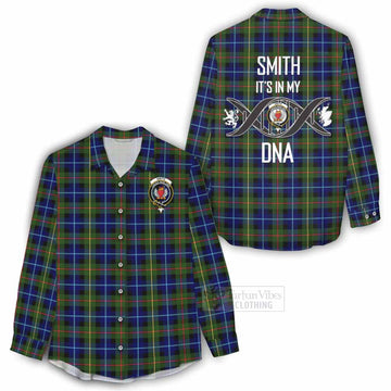 Smith Tartan Women's Casual Shirt with Family Crest DNA In Me Style - Tartan Vibes Clothing