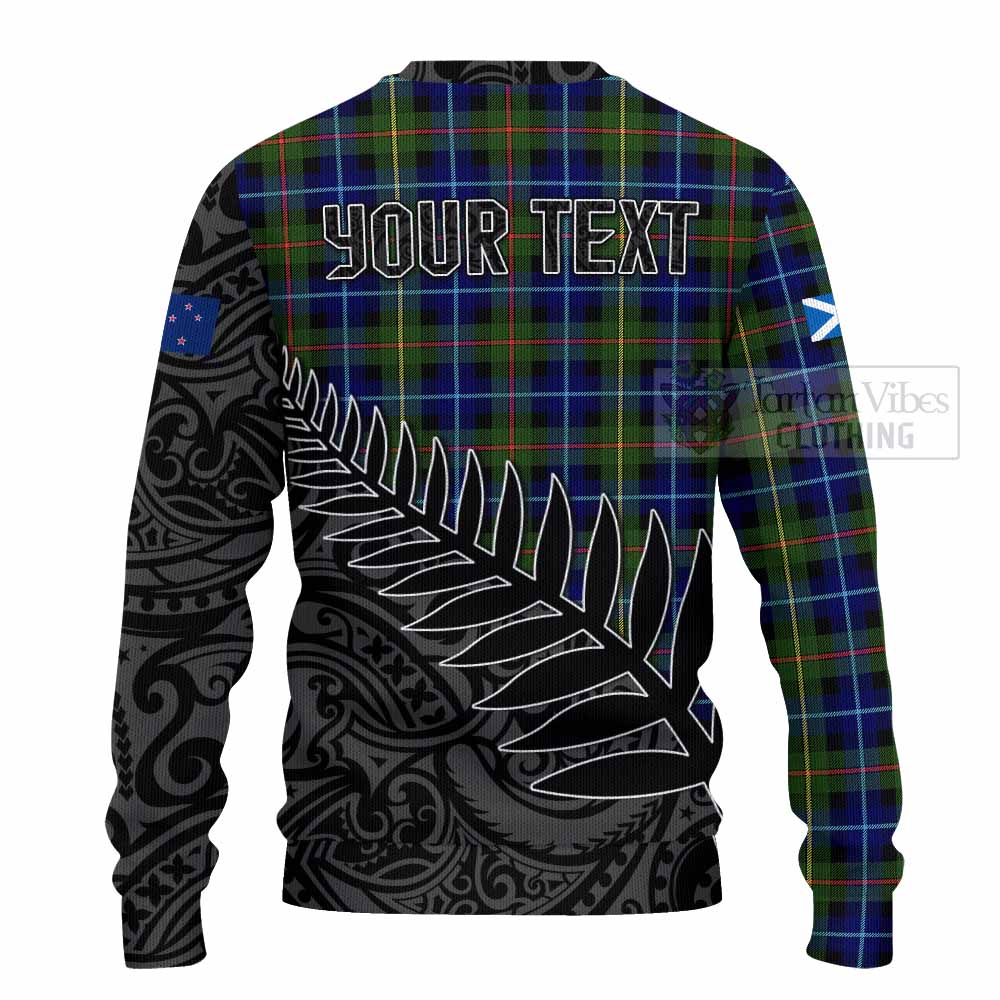 Smith Crest Tartan Knitted Sweater with New Zealand Silver Fern Half Style - Tartan Vibes Clothing