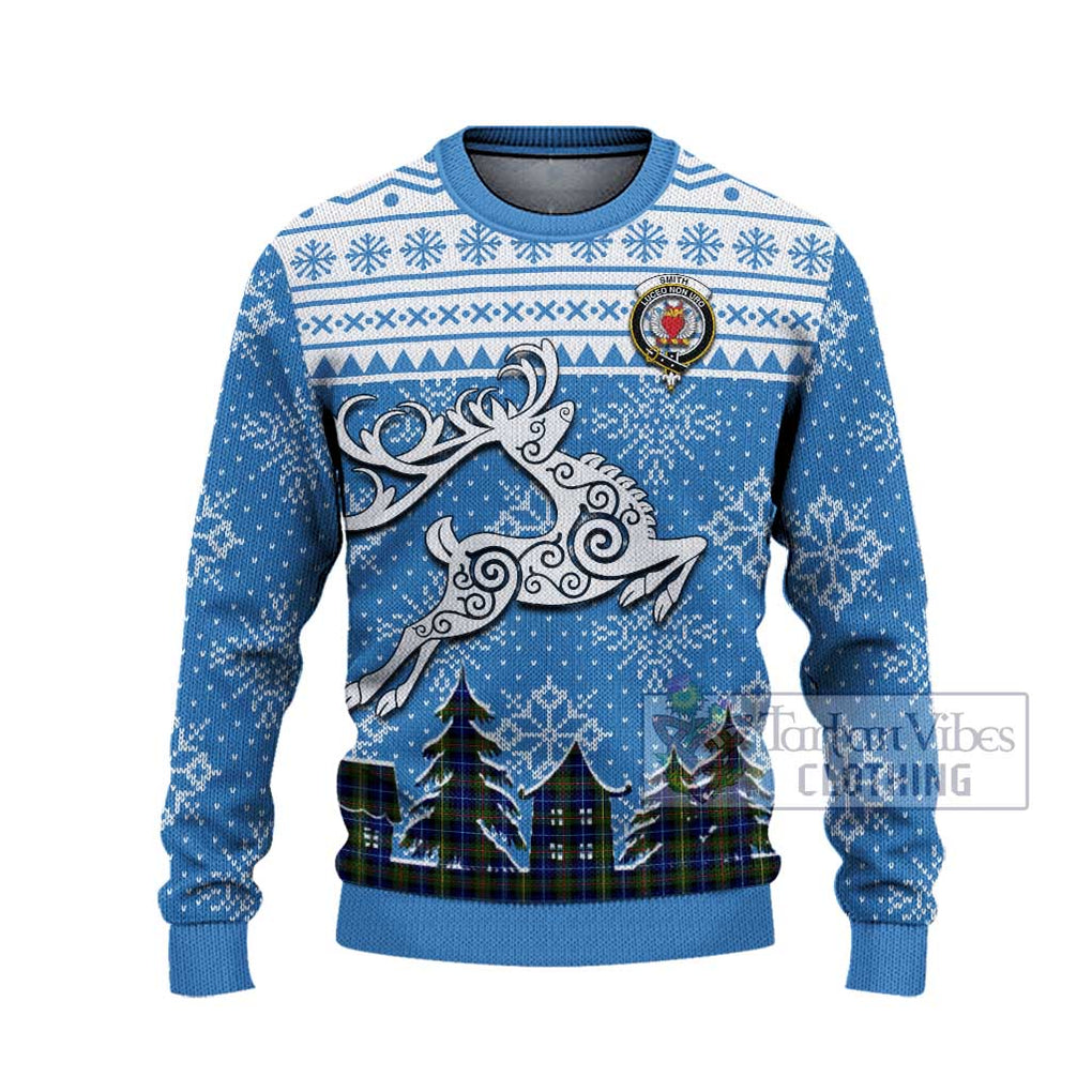 Smith Clan Christmas Ugly Sweater Celtic Reindeer Style - Tartan Vibes Clothing