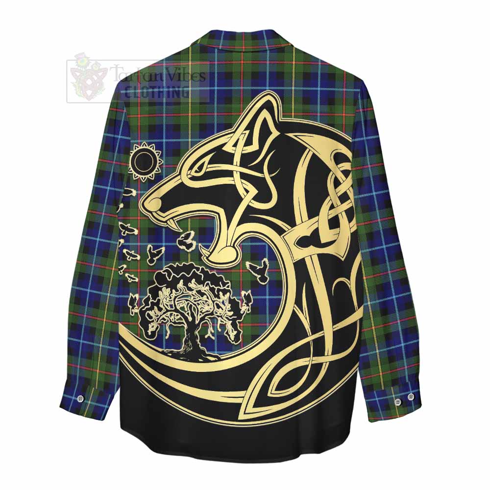 Smith Tartan Women's Casual Shirt with Family Crest Celtic Wolf Style - Tartan Vibes Clothing