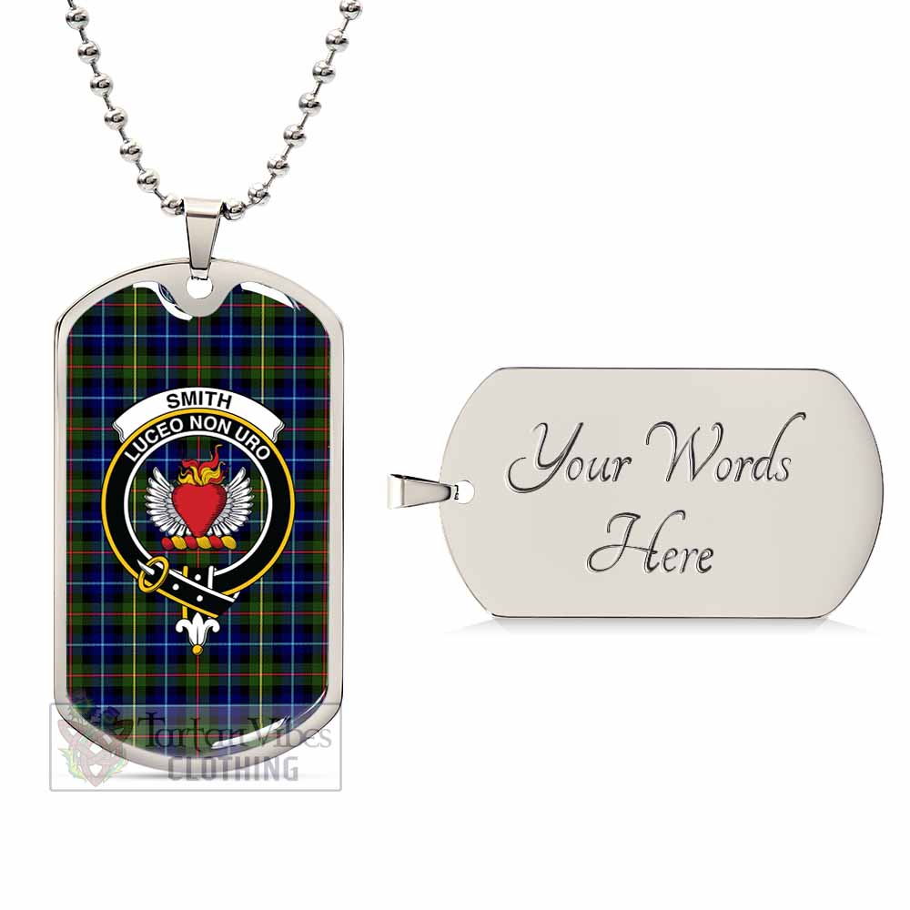 Smith Tartan Dog Tag Necklace with Family Crest Silver Yes - Tartan Vibes Clothing