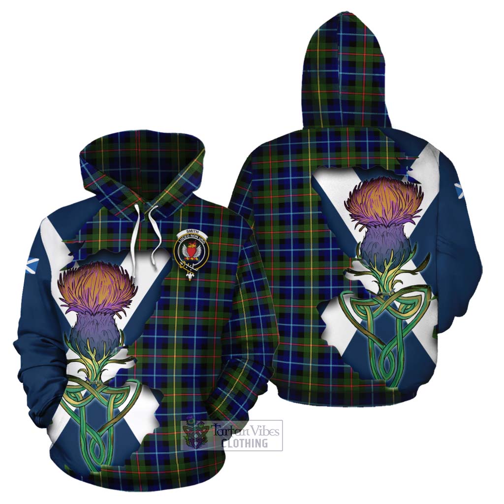 Tartan Vibes Clothing Smith Tartan Family Crest Cotton Hoodie Scottish Thistle Celtic Inspired