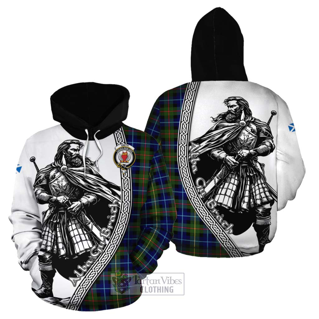 Smith Tartan Clan Crest Cotton Hoodie with Highlander Warrior Celtic Style Zip Hoodie - Tartan Vibes Clothing