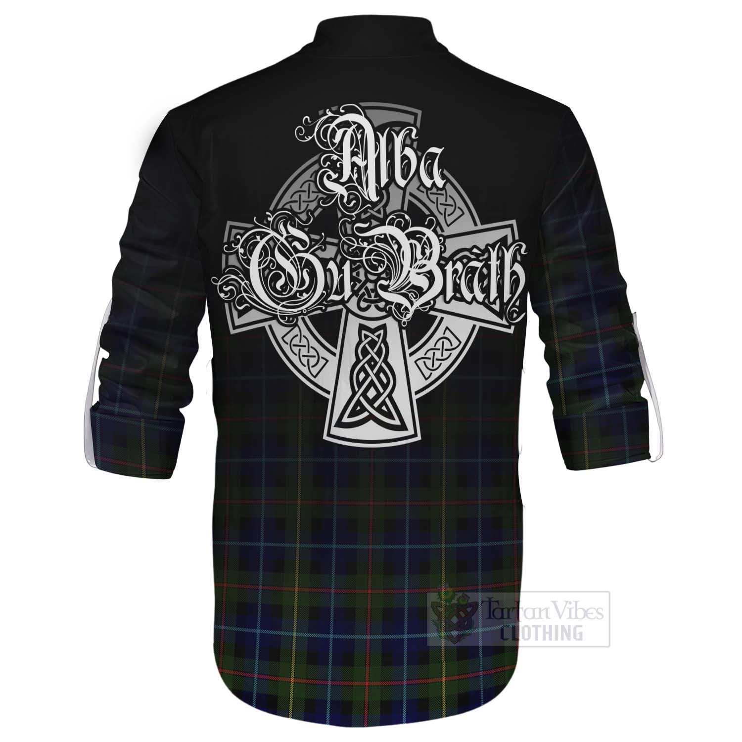 Tartan Vibes Clothing Smith Tartan Ghillie Kilt Shirt Featuring Alba Gu Brath Family Crest Celtic Inspired