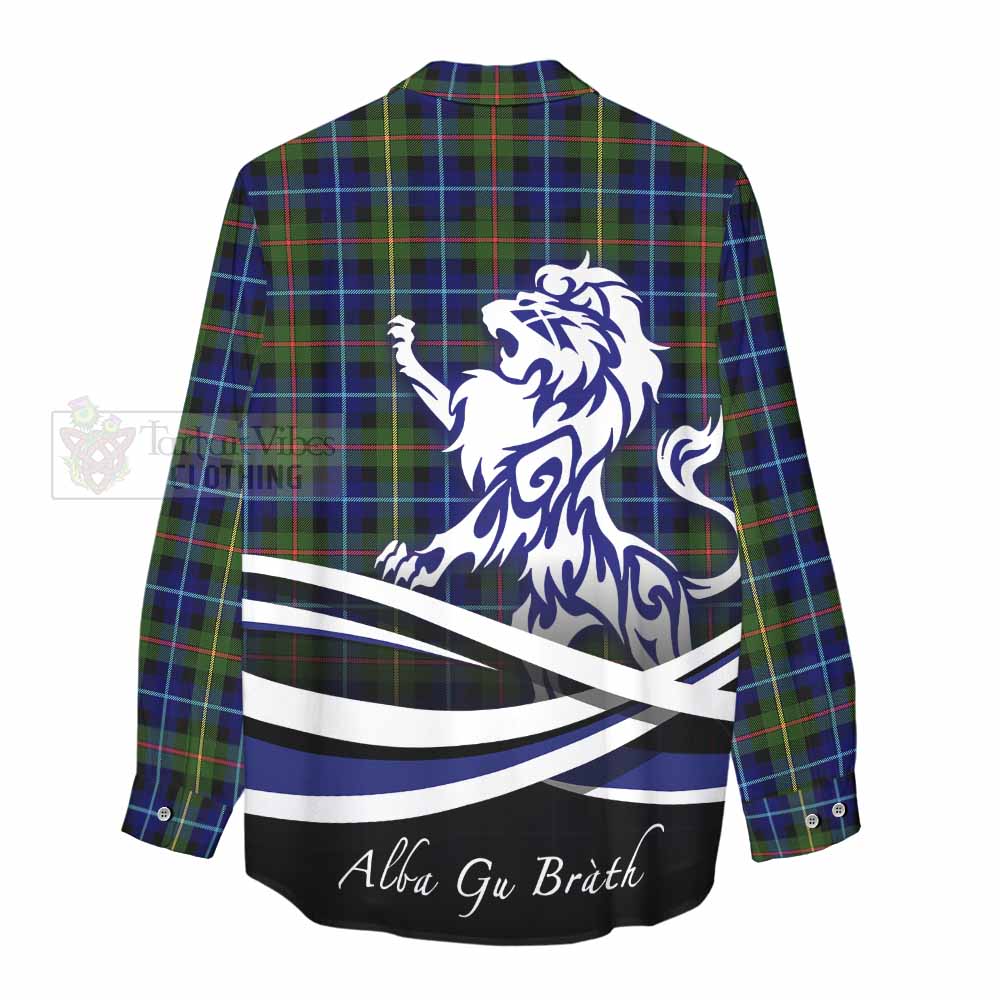 Smith Tartan Women's Casual Shirt with Alba Gu Brath Regal Lion Emblem - Tartan Vibes Clothing