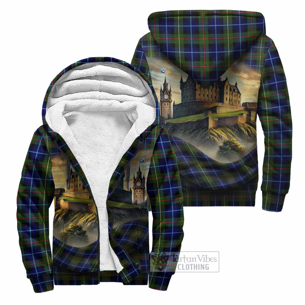Smith Tartan Family Crest Sherpa Hoodie with Scottish Ancient Castle Style Unisex - Tartan Vibes Clothing
