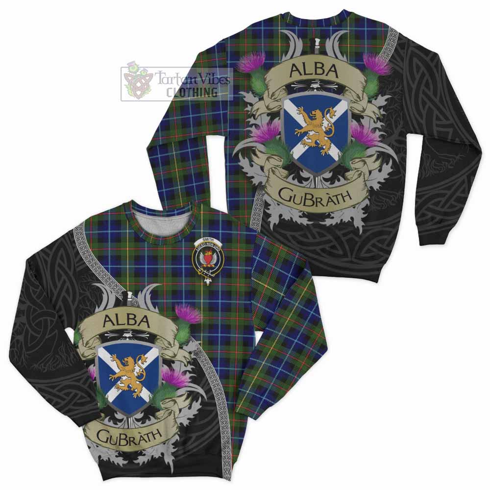 Smith Tartan Family Crest Sweatshirt Lion Rampant Royal Thistle Shield Celtic Inspired - Tartan Vibes Clothing