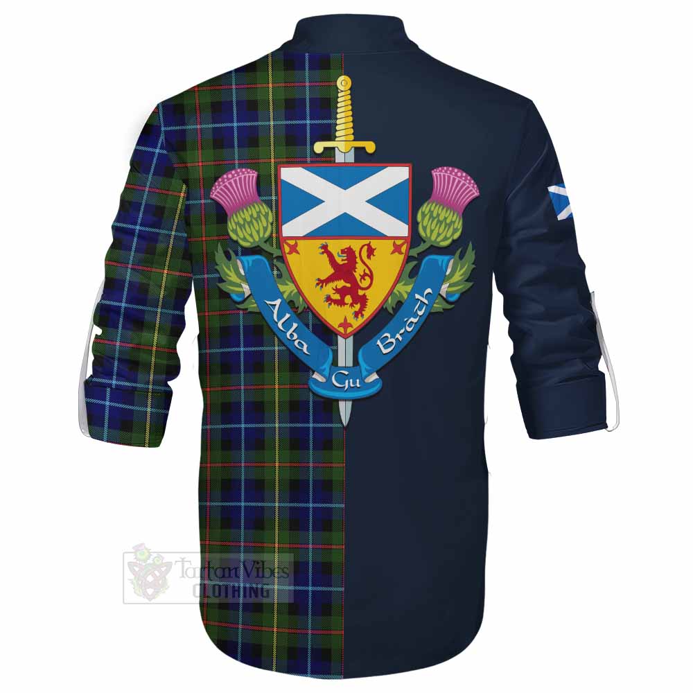 Smith Tartan Ghillie Kilt Shirt Alba with Scottish Lion Royal Arm Half Style - Tartan Vibes Clothing
