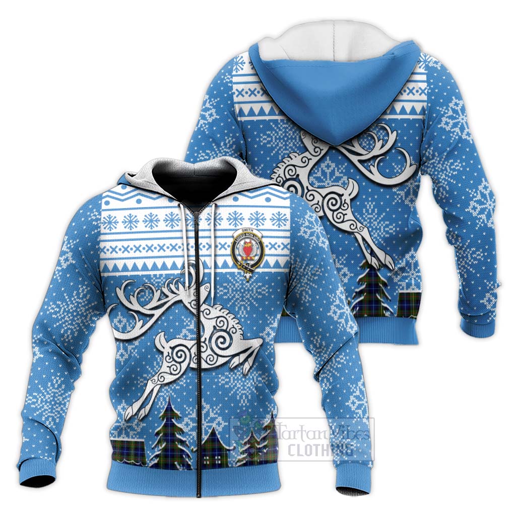 Smith Clan Christmas Knitted Hoodie Celtic Reindeer Style Unisex - Tartan Vibes Clothing