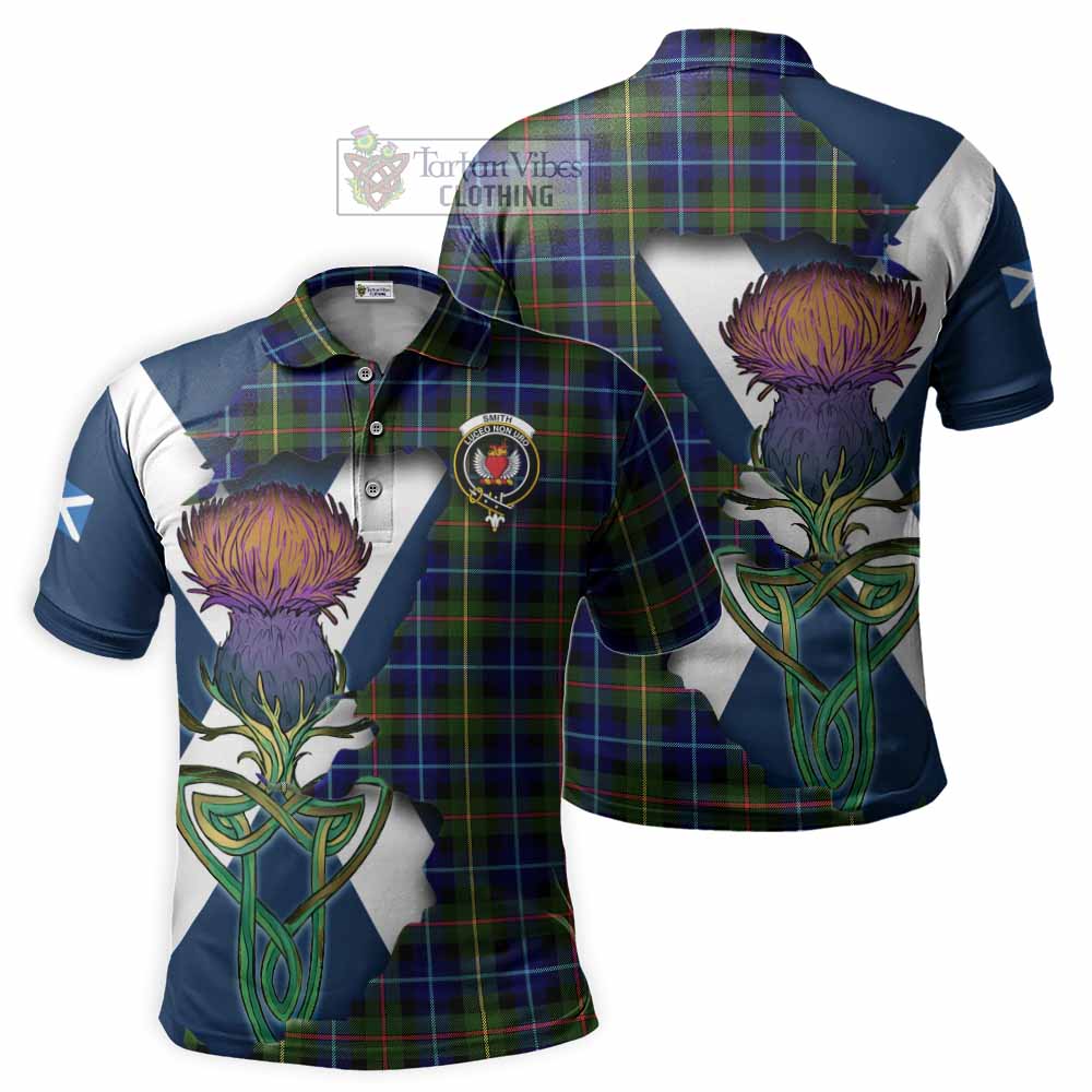 Tartan Vibes Clothing Smith Tartan Family Crest Polo Shirt Scottish Thistle Celtic Inspired