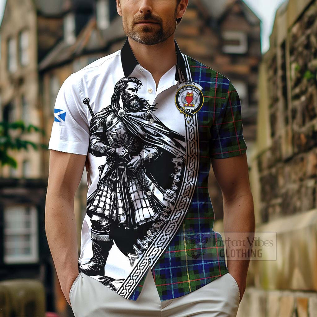 Smith Tartan Clan Crest Hawaiian Shirt with Highlander Warrior Celtic Style - Tartan Vibes Clothing