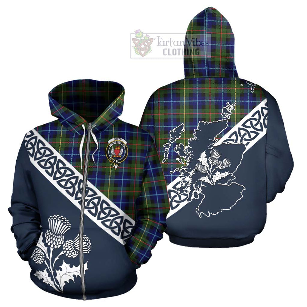 Smith Tartan Hoodie Featuring Thistle and Scotland Map - Tartan Vibes Clothing