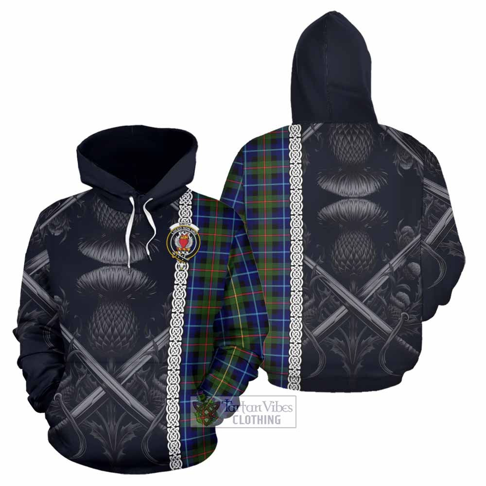 Smith Tartan Hoodie with Family Crest Cross Sword Thistle Celtic Vibes - Tartan Vibes Clothing