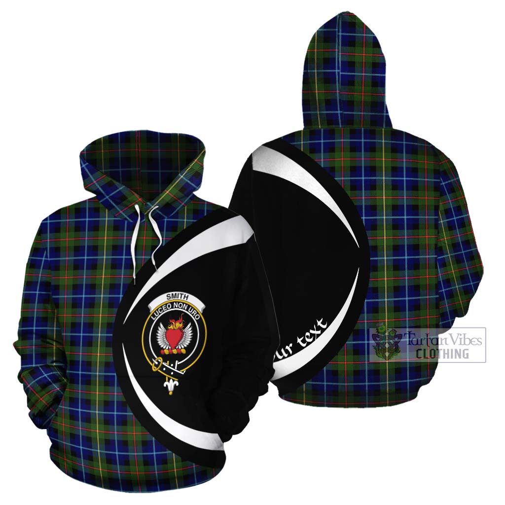 Smith Tartan Cotton Hoodie with Family Crest Circle Style Zip Hoodie - Tartan Vibes Clothing