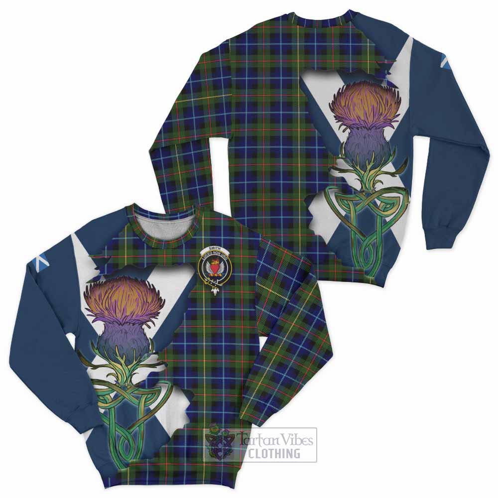 Tartan Vibes Clothing Smith Tartan Family Crest Sweatshirt Scottish Thistle Celtic Inspired