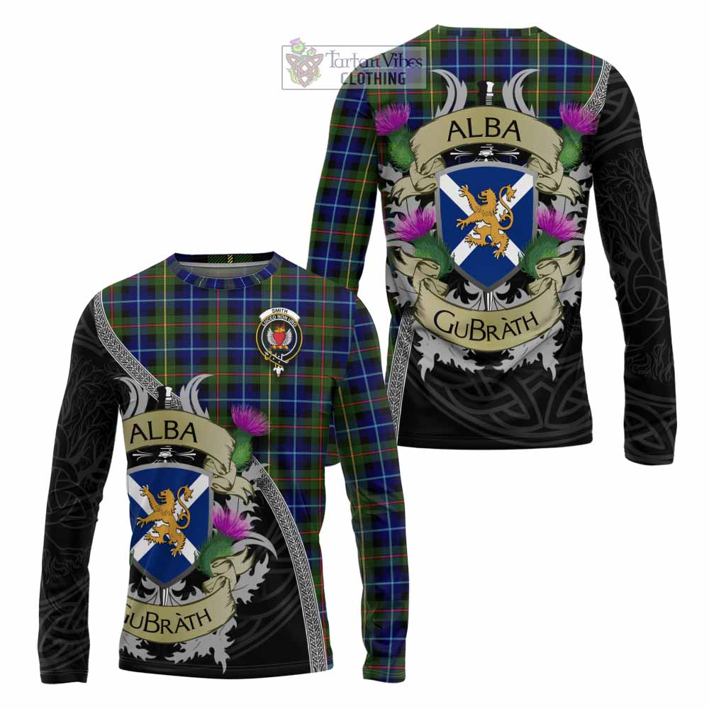 Smith Tartan Family Crest Long Sleeve T-Shirt Lion Rampant Royal Thistle Shield Celtic Inspired - Tartan Vibes Clothing