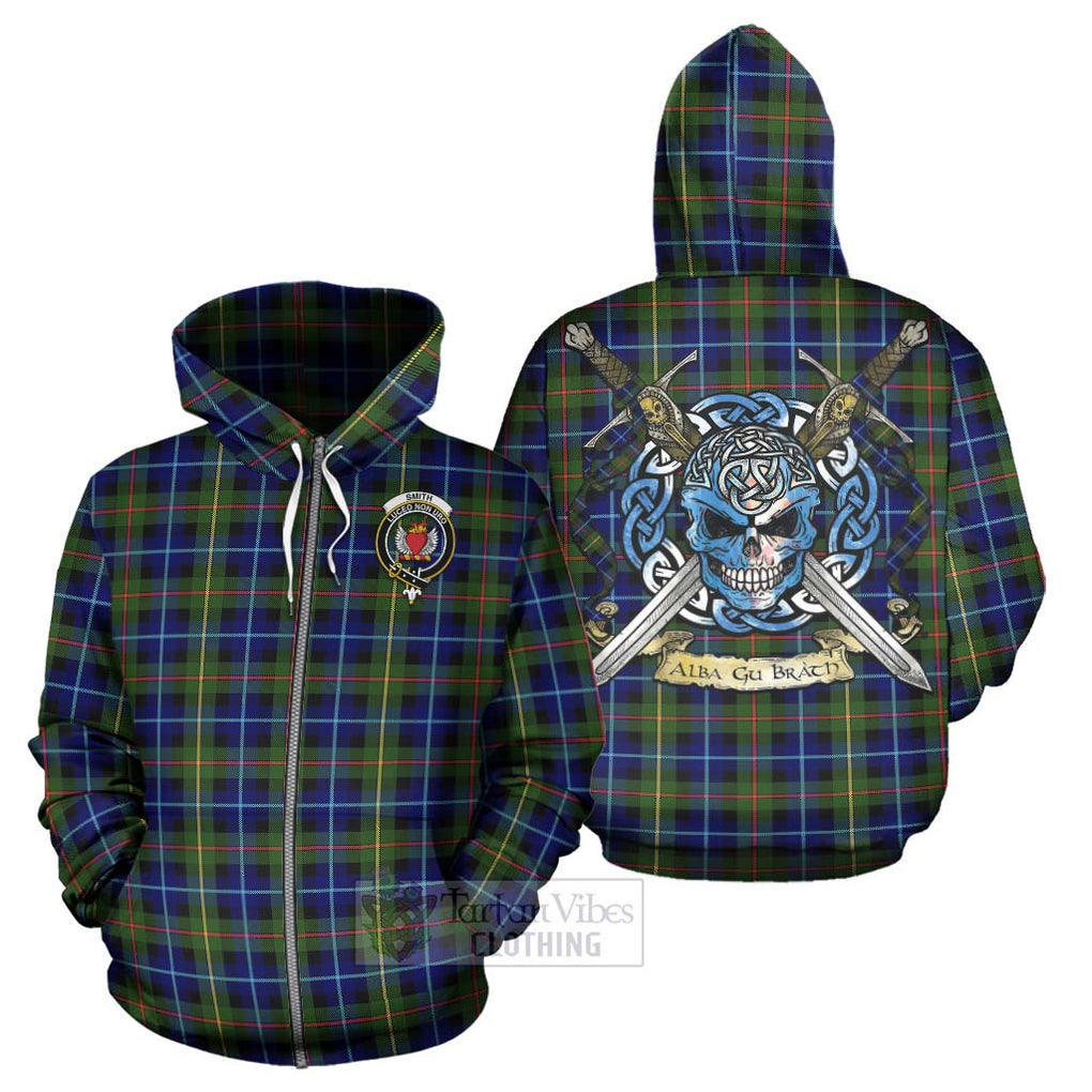 Smith Tartan Hoodie with Family Crest Celtic Skull Style - Tartan Vibes Clothing