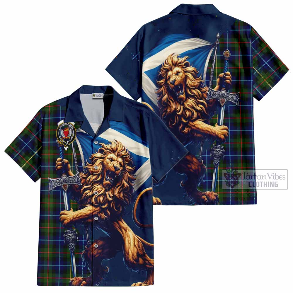 Smith Tartan Family Crest Hawaiian Shirt with Scottish Majestic Lion - Tartan Vibes Clothing