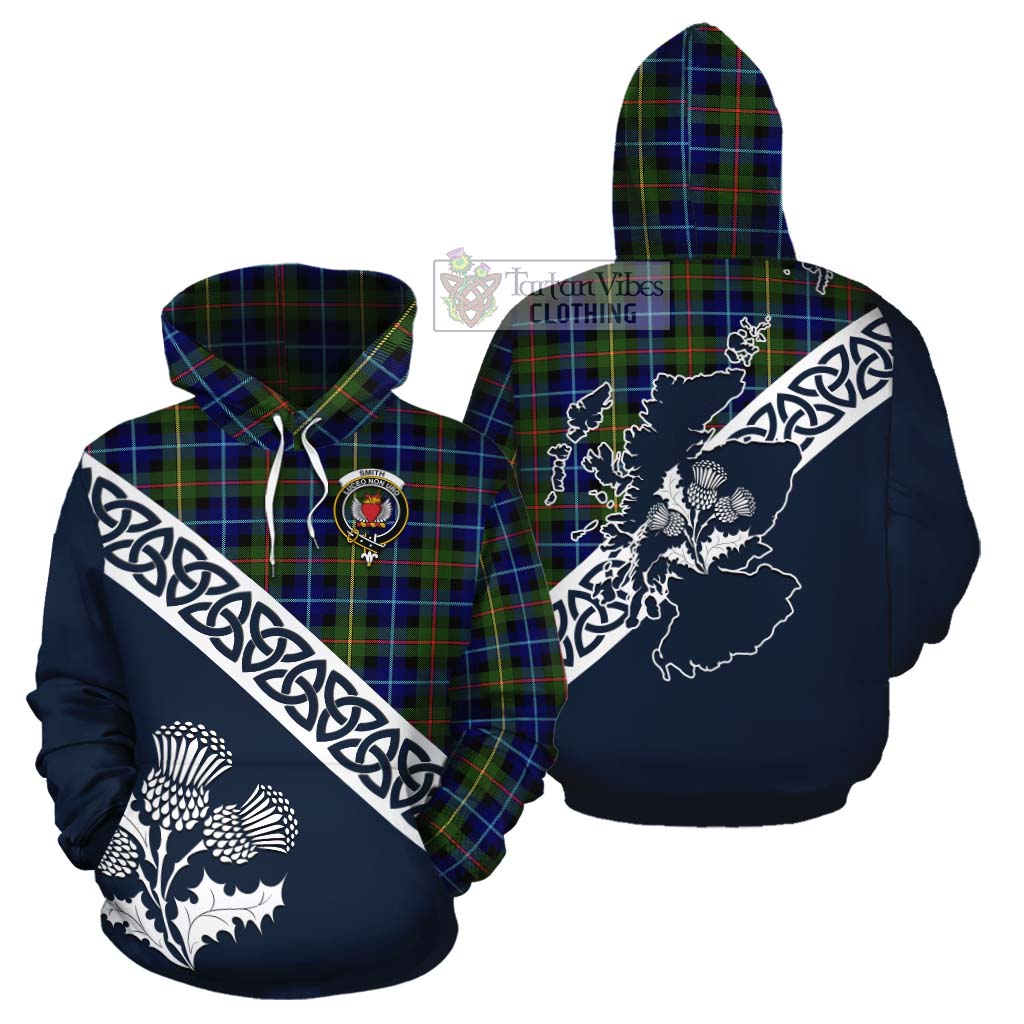 Smith Tartan Cotton Hoodie Featuring Thistle and Scotland Map Zip Hoodie - Tartan Vibes Clothing