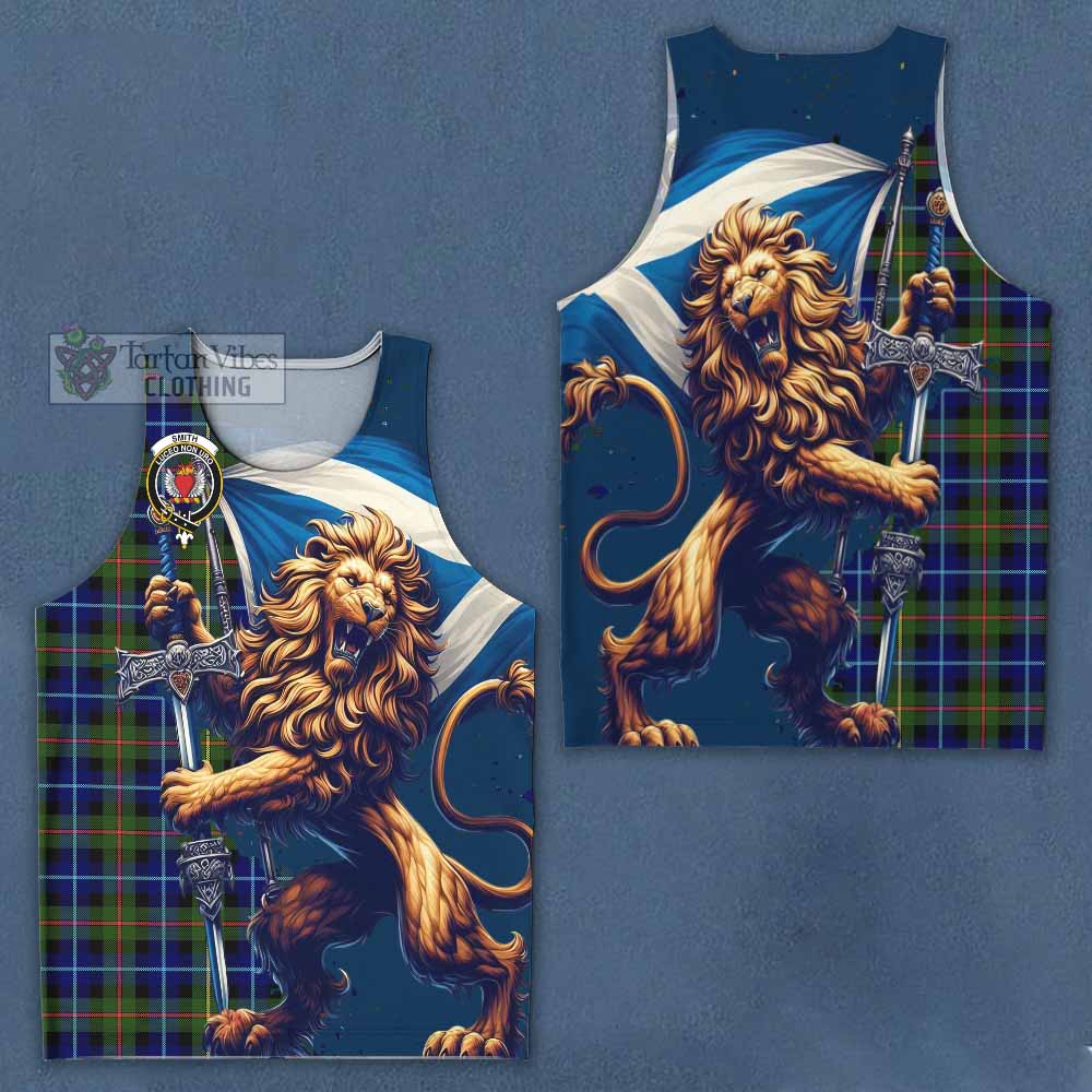 Smith Tartan Family Crest Men's Tank Top with Scottish Majestic Lion - Tartan Vibes Clothing
