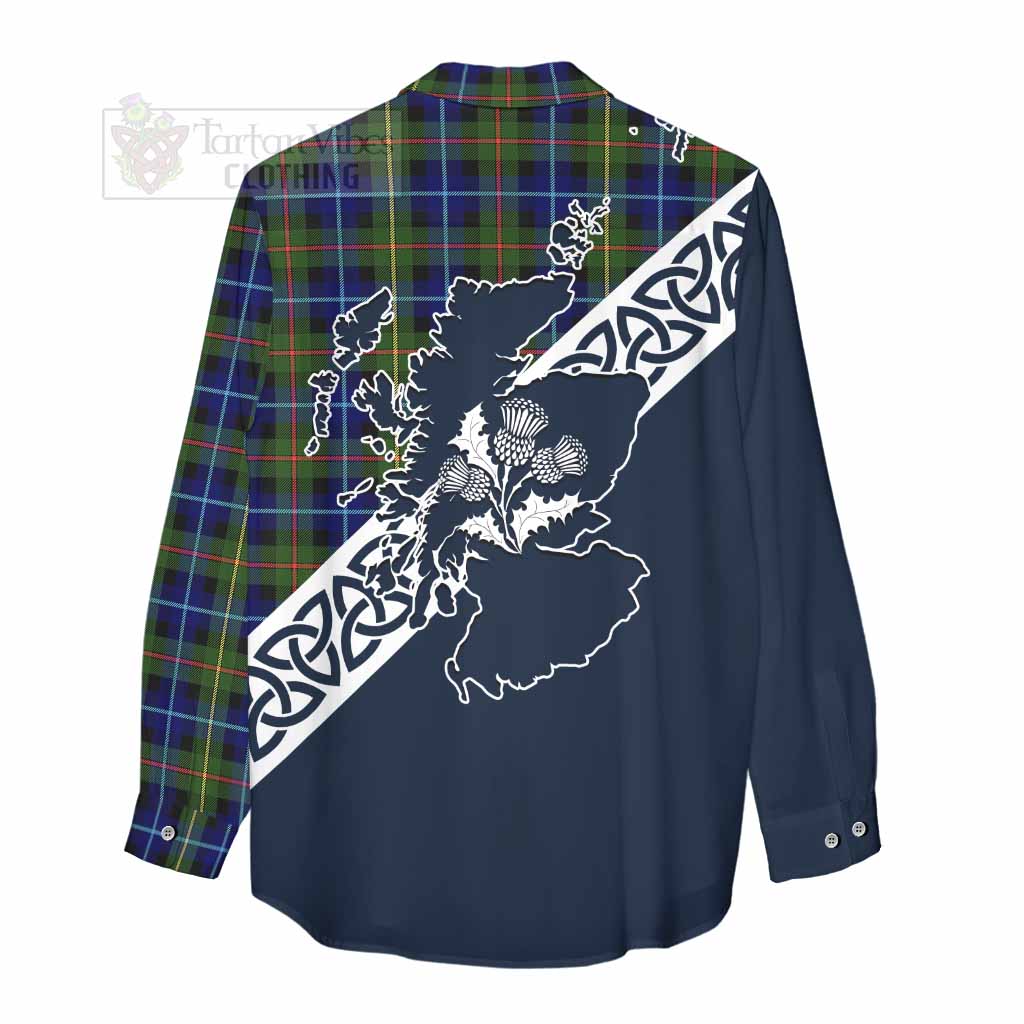 Smith Tartan Women's Casual Shirt Featuring Thistle and Scotland Map - Tartan Vibes Clothing