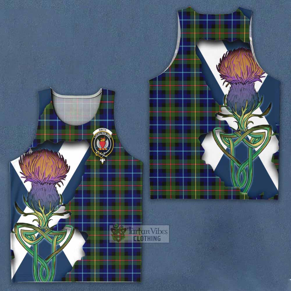 Tartan Vibes Clothing Smith Tartan Family Crest Men's Tank Top Scottish Thistle Celtic Inspired