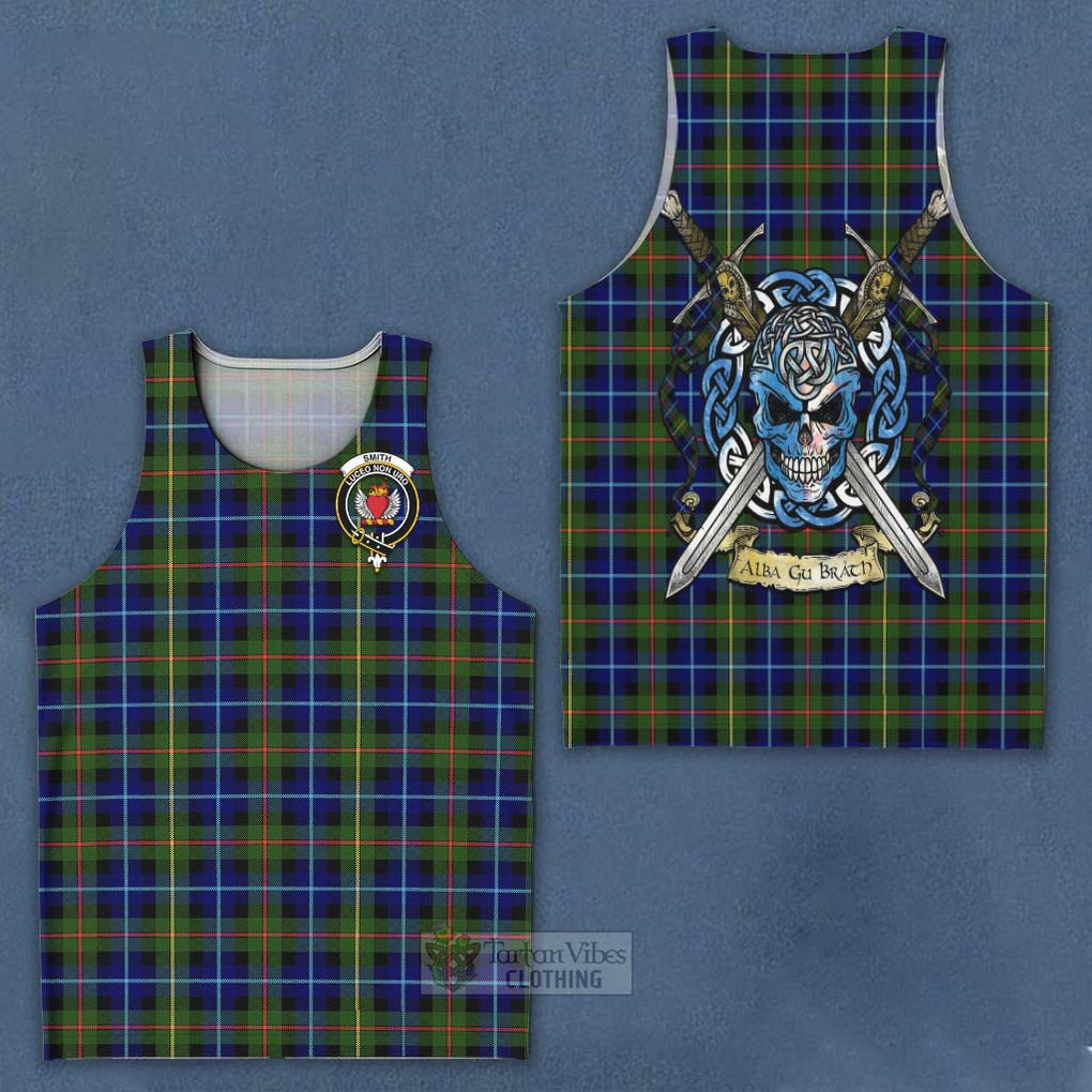 Smith Tartan Men's Tank Top with Family Crest Celtic Skull Style - Tartan Vibes Clothing