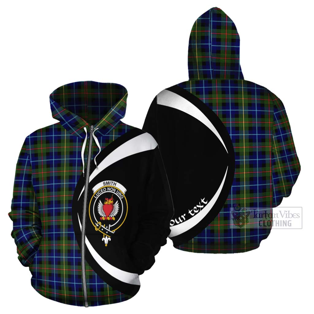 Smith Tartan Cotton Hoodie with Family Crest Circle Style - Tartan Vibes Clothing