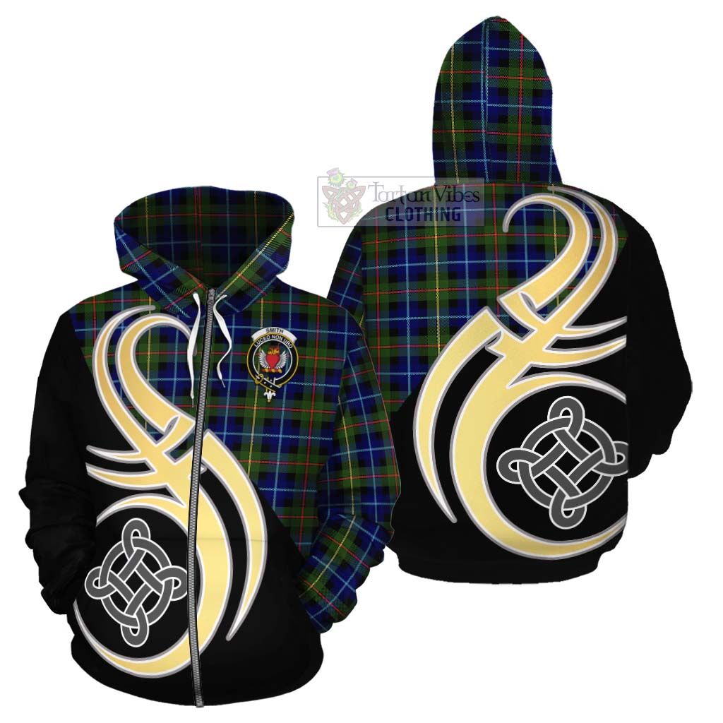Smith Tartan Cotton Hoodie with Family Crest and Celtic Symbol Style - Tartan Vibes Clothing