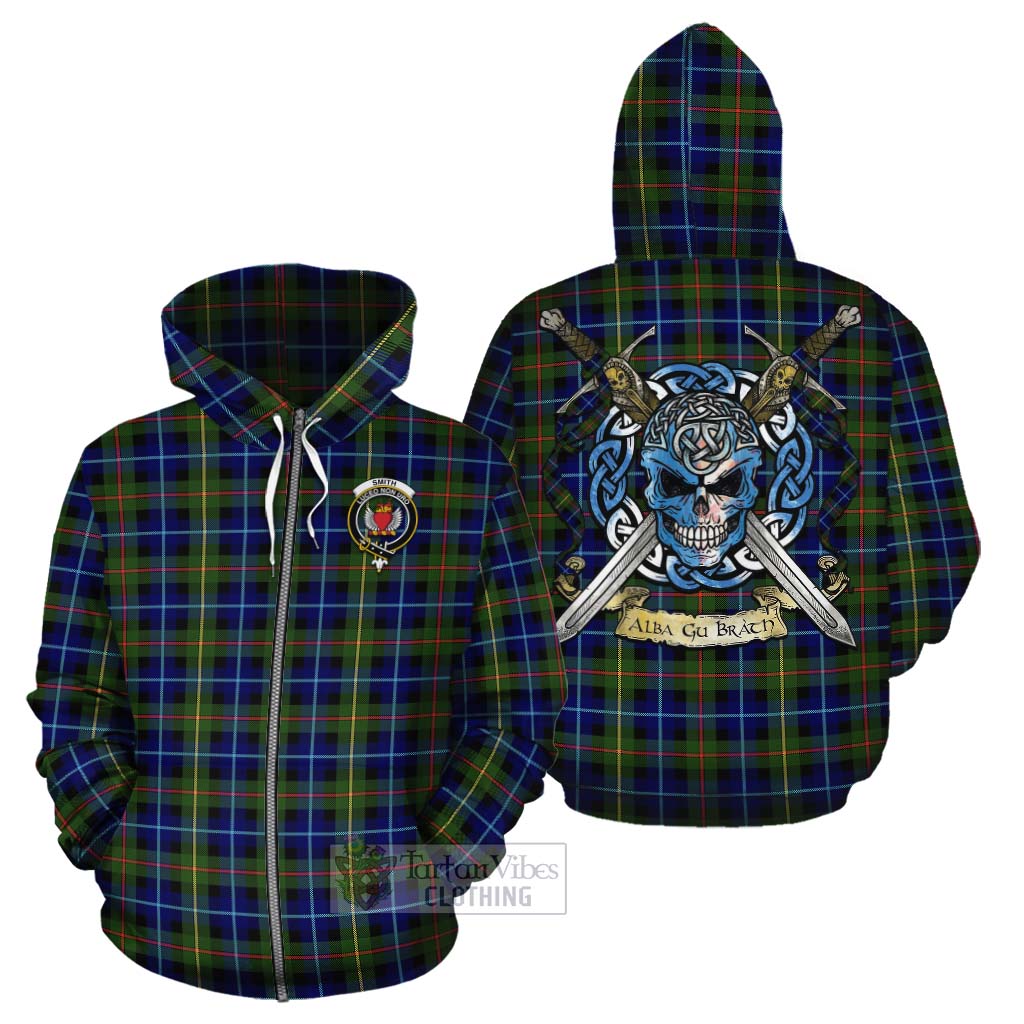 Smith Tartan Cotton Hoodie with Family Crest Celtic Skull Style - Tartan Vibes Clothing