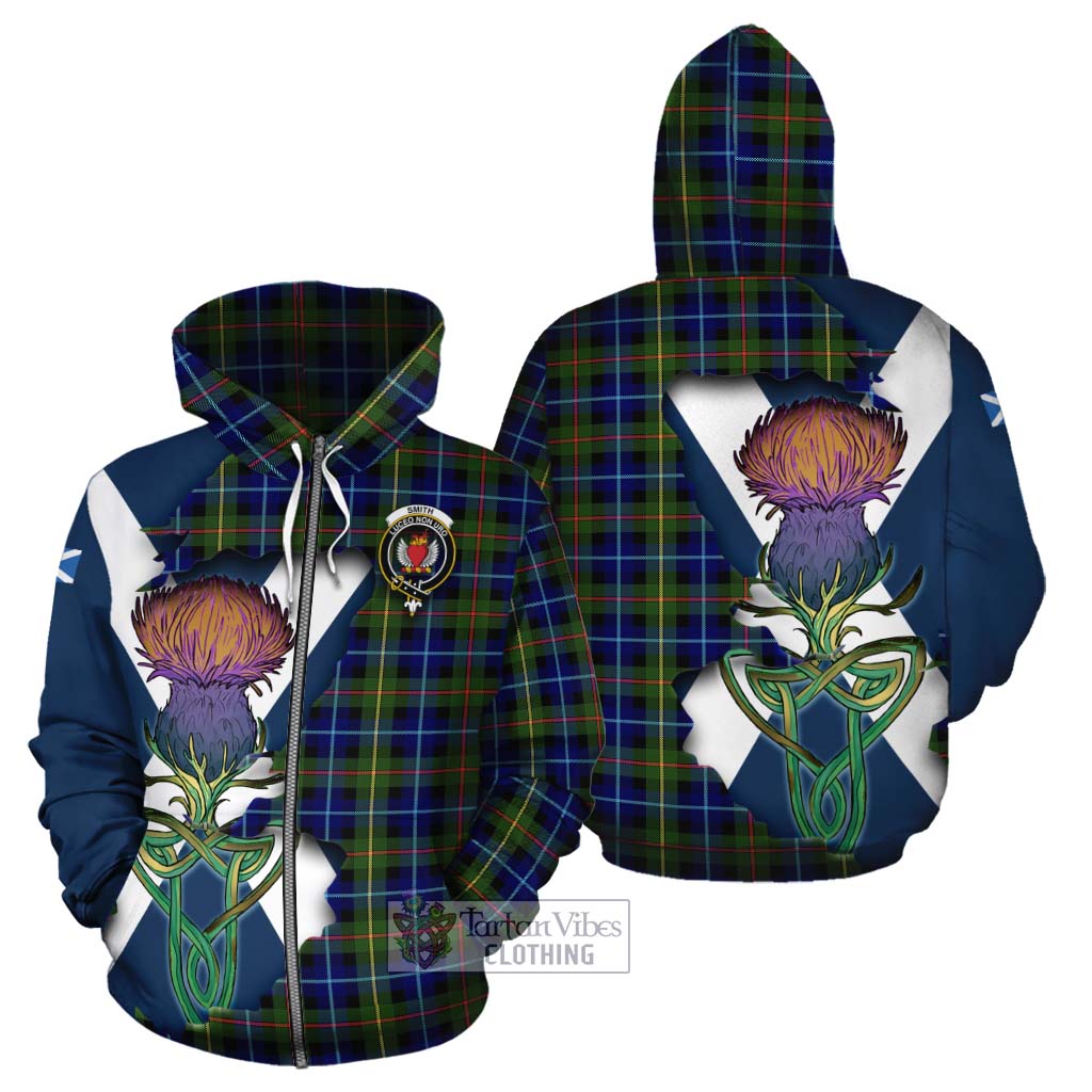 Tartan Vibes Clothing Smith Tartan Family Crest Cotton Hoodie Scottish Thistle Celtic Inspired