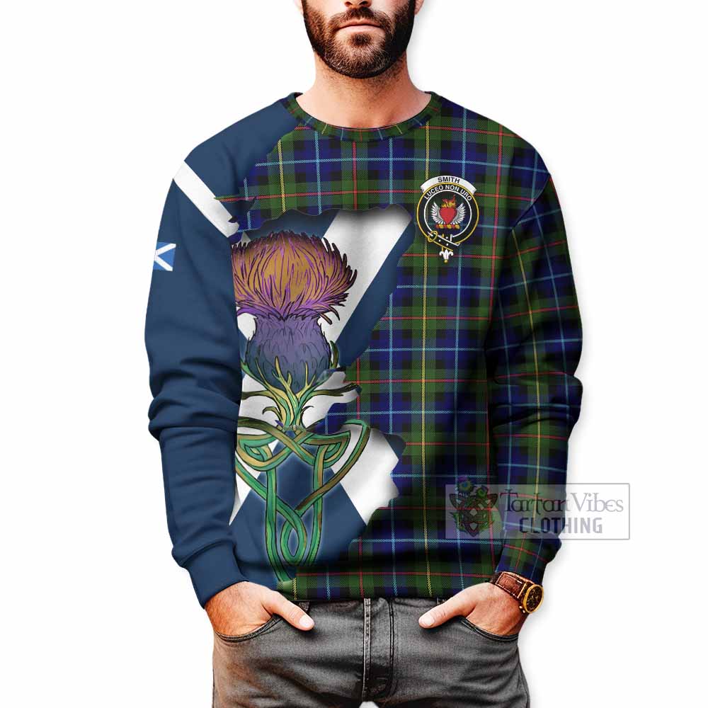 Tartan Vibes Clothing Smith Tartan Family Crest Sweatshirt Scottish Thistle Celtic Inspired