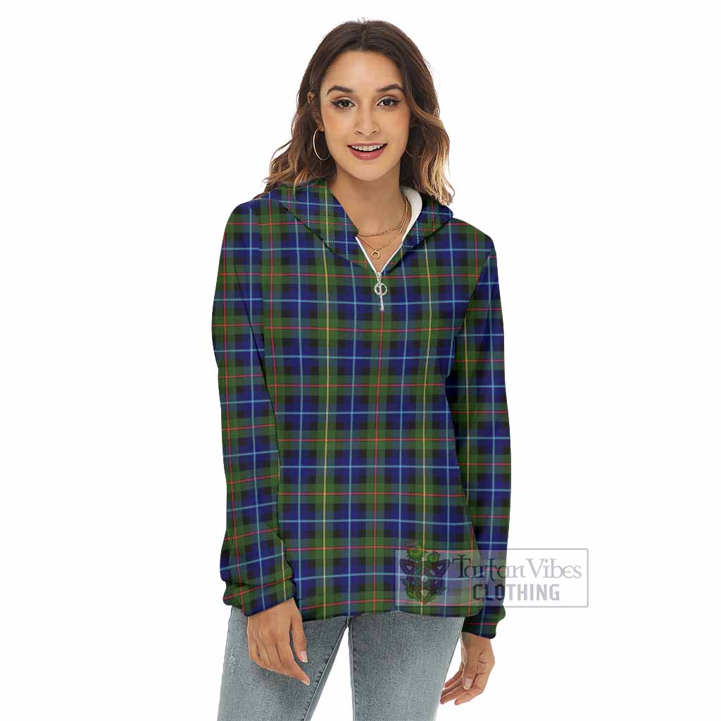 Smith Tartan Women's Borg Fleece Hoodie with Half Zip - Tartan Vibes Clothing