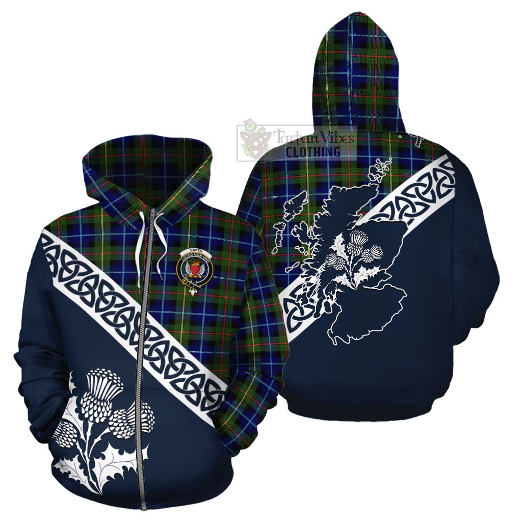 Smith Tartan Cotton Hoodie Featuring Thistle and Scotland Map - Tartan Vibes Clothing