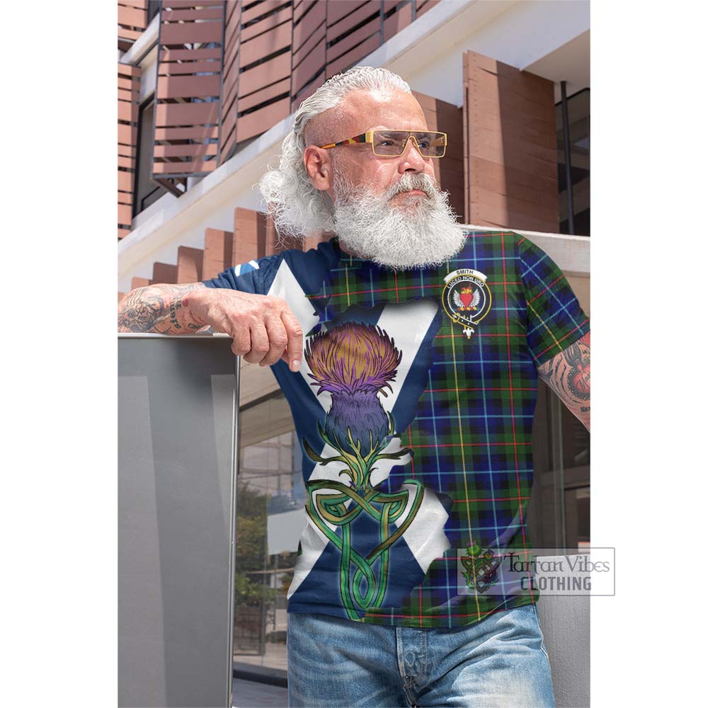 Tartan Vibes Clothing Smith Tartan Family Crest Cotton T-shirt Scottish Thistle Celtic Inspired