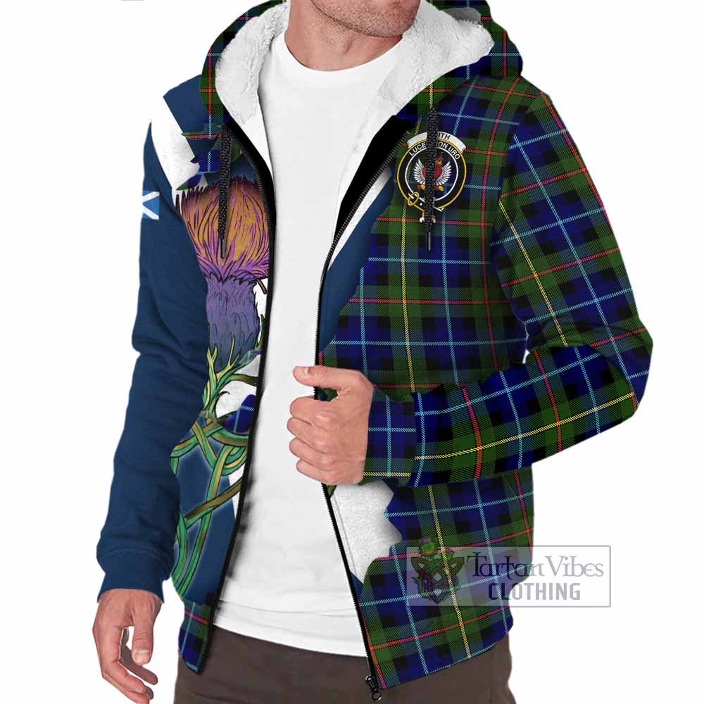 Tartan Vibes Clothing Smith Tartan Family Crest Sherpa Hoodie Scottish Thistle Celtic Inspired