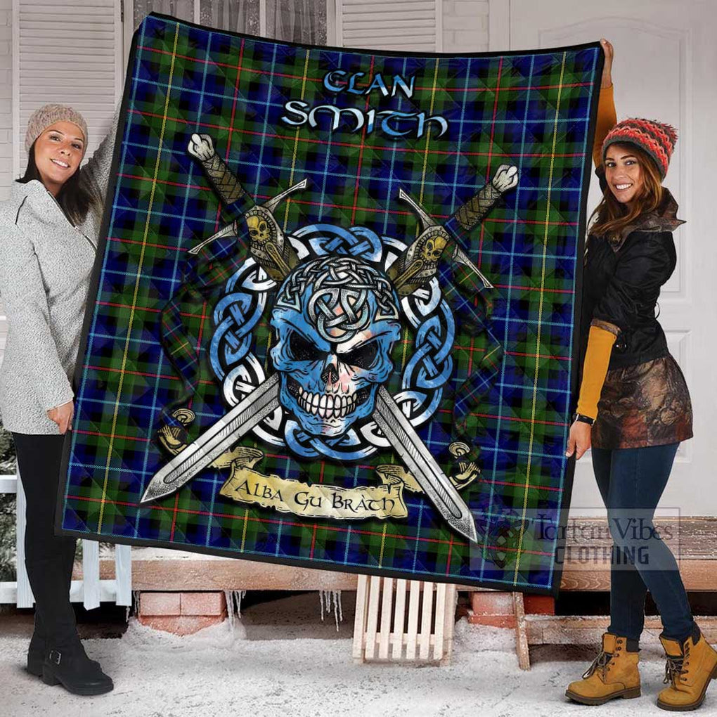 Smith Tartan Quilt with Celtic Skull Alba Gu Brath Style - Tartan Vibes Clothing