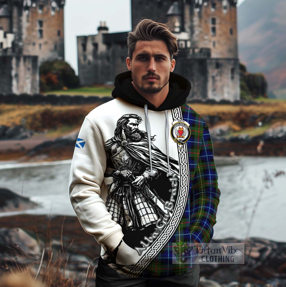Smith Tartan Clan Crest Cotton Hoodie with Highlander Warrior Celtic Style - Tartan Vibes Clothing