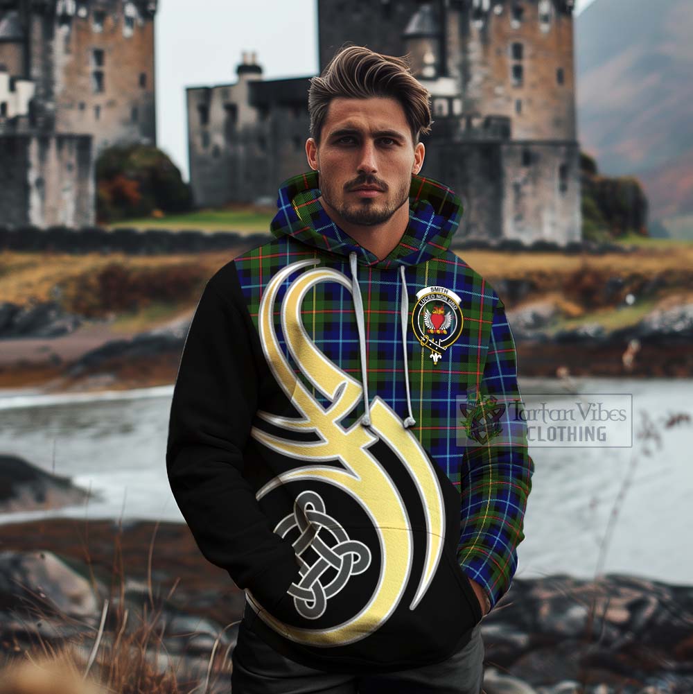 Smith Tartan Cotton Hoodie with Family Crest and Celtic Symbol Style - Tartan Vibes Clothing