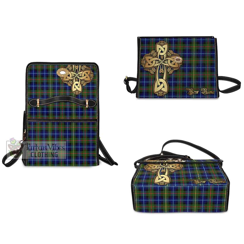 Tartan Vibes Clothing Smith Tartan Waterproof Canvas Bag Golden Thistle Celtic Cross Style