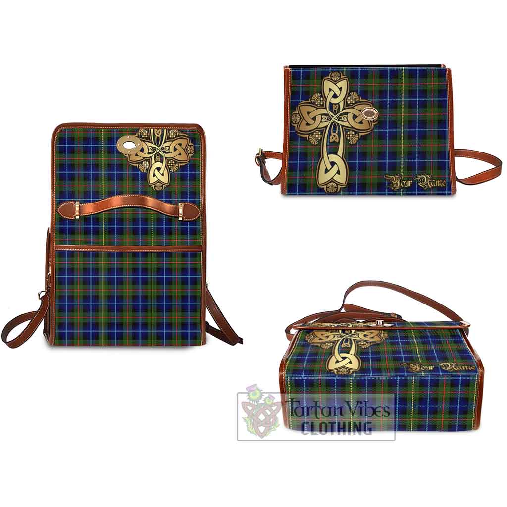 Tartan Vibes Clothing Smith Tartan Waterproof Canvas Bag Golden Thistle Celtic Cross Style