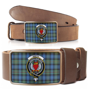 Smith Ancient Tartan Belt Buckles with Family Crest