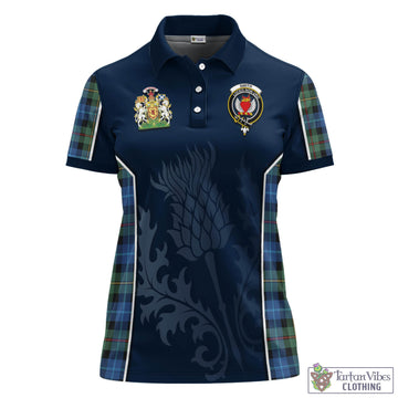 Smith Ancient Tartan Women's Polo Shirt with Family Crest and Scottish Thistle Vibes Sport Style